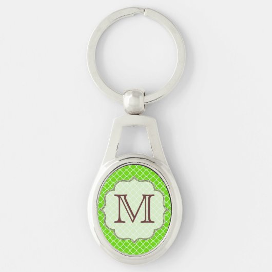 Lime Green Quarterfoil Latti Monogram Key Chain Schlüsselanhänger (Vorderseite)