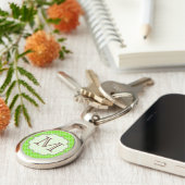 Lime Green Quarterfoil Latti Monogram Key Chain Schlüsselanhänger (Seite)