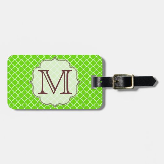 Lime Green Quarterfolie Latti Monogram Gepäckanhän Gepäckanhänger (Vorderseite horizontal)