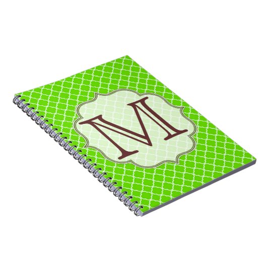Lime Green Quaterfoil Latti Monogram Note Book Notizblock (Rechte Seite)
