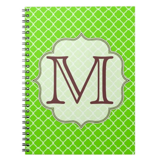 Lime Green Quaterfoil Latti Monogram Note Book Notizblock (Vorderseite)