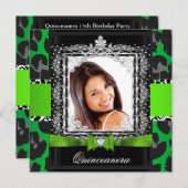 Lime Green Quinceanera 15. Party Foto Einladung (Vorne/Hinten)
