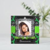 Lime Green Quinceanera 15. Party Foto Einladung (Stehend Vorderseite)
