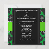 Lime Green Quinceanera 15. Party Foto Einladung (Rückseite)
