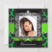 Lime Green Quinceanera 15. Party Foto Einladung (Vorderseite)