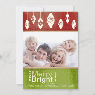 Lime Green Red Merry and Bright Family Foto Card Feiertagskarte