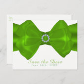 Lime Green Ribbon & Diamonds Elegant Save the Date Ankündigungspostkarte (Vorne/Hinten)