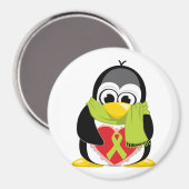 Lime Green Ribbon Penguin Scarf Magnet (Vorderseite/Rückseite)