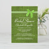 Lime Green Rustic Burlap Bridal Shower Invitations Einladung (Stehend Vorderseite)