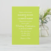 Lime Green Schlicht Simple Wedding Einladung (Stehend Vorderseite)
