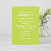 Lime Green Schlicht Simple Wedding Einladung (Stehend Vorderseite)