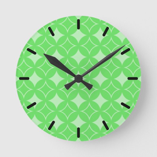 Lime-Green-Shippo-Muster Runde Wanduhr (Vorderseite)