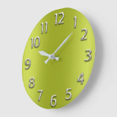 Lime Green Silver Gray Gray Arabic Numbers Große Wanduhr (Winkel)