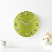 Lime Green Silver Gray Gray Arabic Numbers Große Wanduhr (Zuhause)