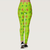 Lime Green Ski Tricks Muster Weihnachten Leggings (Rückseite)