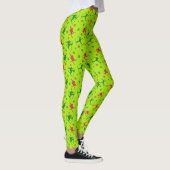 Lime Green Ski Tricks Muster Weihnachten Leggings (Rechts)