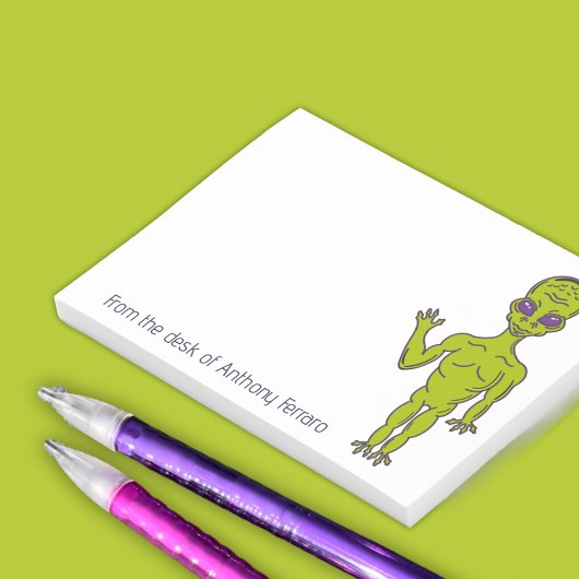 Lime Green Space Alien Personalisiert Post-it Klebezettel