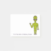 Lime Green Space Alien Personalisiert Post-it Klebezettel (Vorderseite)