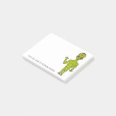 Lime Green Space Alien Personalisiert Post-it Klebezettel (angewinkelt)
