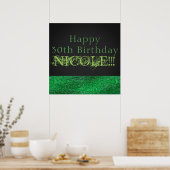 Lime Green Sparkle Modern Glam Sequin Party Banner Poster (Küche)