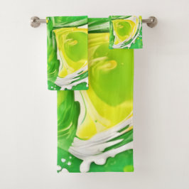 Lime Green Spiral Badhandtuch Set