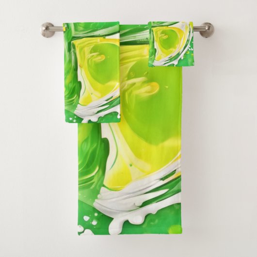 Lime Green Spiral Badhandtuch Set (Insitu)