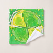 Lime Green Spiral Badhandtuch Set (Waschlappen)