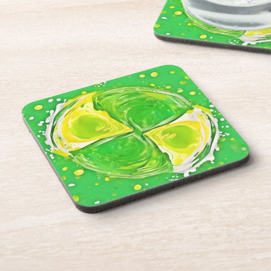 Lime Green Spiral Getränkeuntersetzer (Linke Seite)