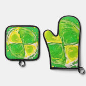 Lime Green Spiral Ofenhandschuh & Topflappen-Set (Vorderseite)