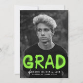 Lime Green Spray Paint Foto Graduation Party Einladung (Vorderseite)