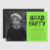 Lime Green Spray Paint Foto Graduation Party Magneteinladung (Vorne/Hinten)