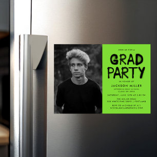 Lime Green Spray Paint Foto Graduation Party Magneteinladung