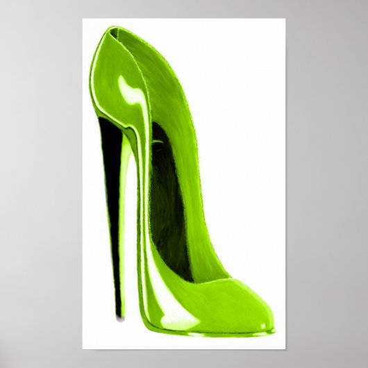 Lime Green Stiletto Shoe Print Poster (Vorne)