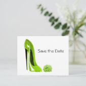 Lime Green Stiletto Shoe und Rose Ankündigungspostkarte (Stehend Vorderseite)