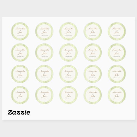 Lime Green Stripe Wedding Envelope Seal Sticker (Blatt)