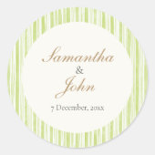 Lime Green Stripe Wedding Envelope Seal Sticker (Vorderseite)