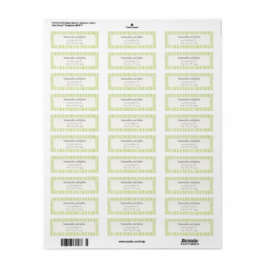 Lime Green Stripe Wedding Return Address Labels (Vorne)