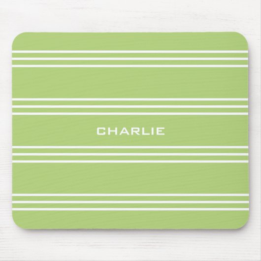 Lime Green Stripes benutzerdefiniertes Monogramm-M Mousepad (Vorne)