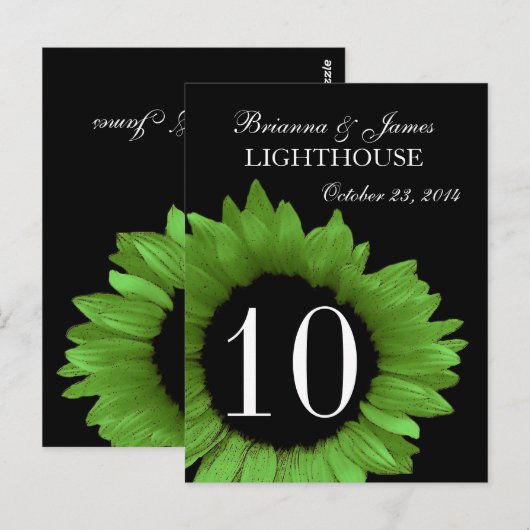 Lime Green Sunflower Wedding Tischnummer (Vorne/Hinten)