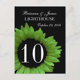 Lime Green Sunflower Wedding Tischnummer