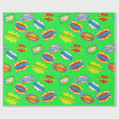 Lime Green Superhero Super Powers Kid's Geschenkpapier (Flach)