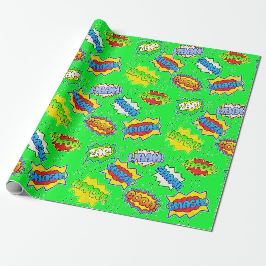 Lime Green Superhero Super Powers Kid's Geschenkpapier (Ungerollt)