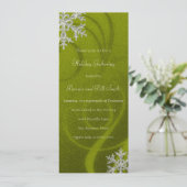 Lime Green Swashy Snowflake Holiday Party Einladung (Stehend Vorderseite)