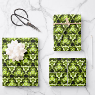 Lime Green Swirl Muster Geschenkpapier Set