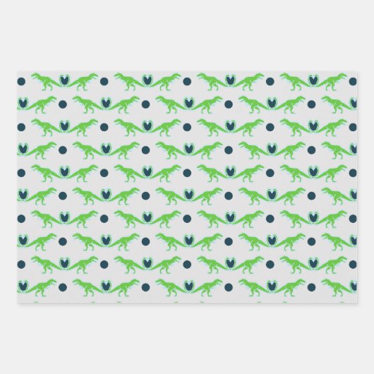 Lime Green T-Rex Dinosaur Geschenkpapier Set (Vorderseite 2)