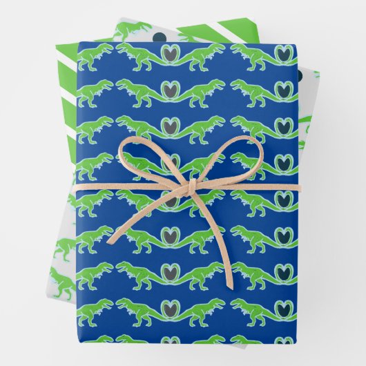 Lime Green T-Rex Dinosaur Geschenkpapier Set (Beispiel)