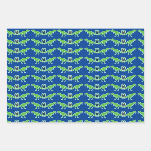 Lime Green T-Rex Dinosaur Geschenkpapier Set (Vorderseite)