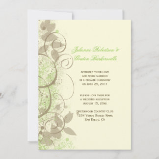 Lime Green Tan Ivory Wirbel Blätter Post Wedding Einladung