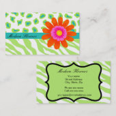 Lime Green & Türkis Aquamarin Zebra & Cheetah Visitenkarte (Vorne/Hinten)