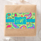 Lime Green Turquoise Modern Paisley Monogram (Insitu)